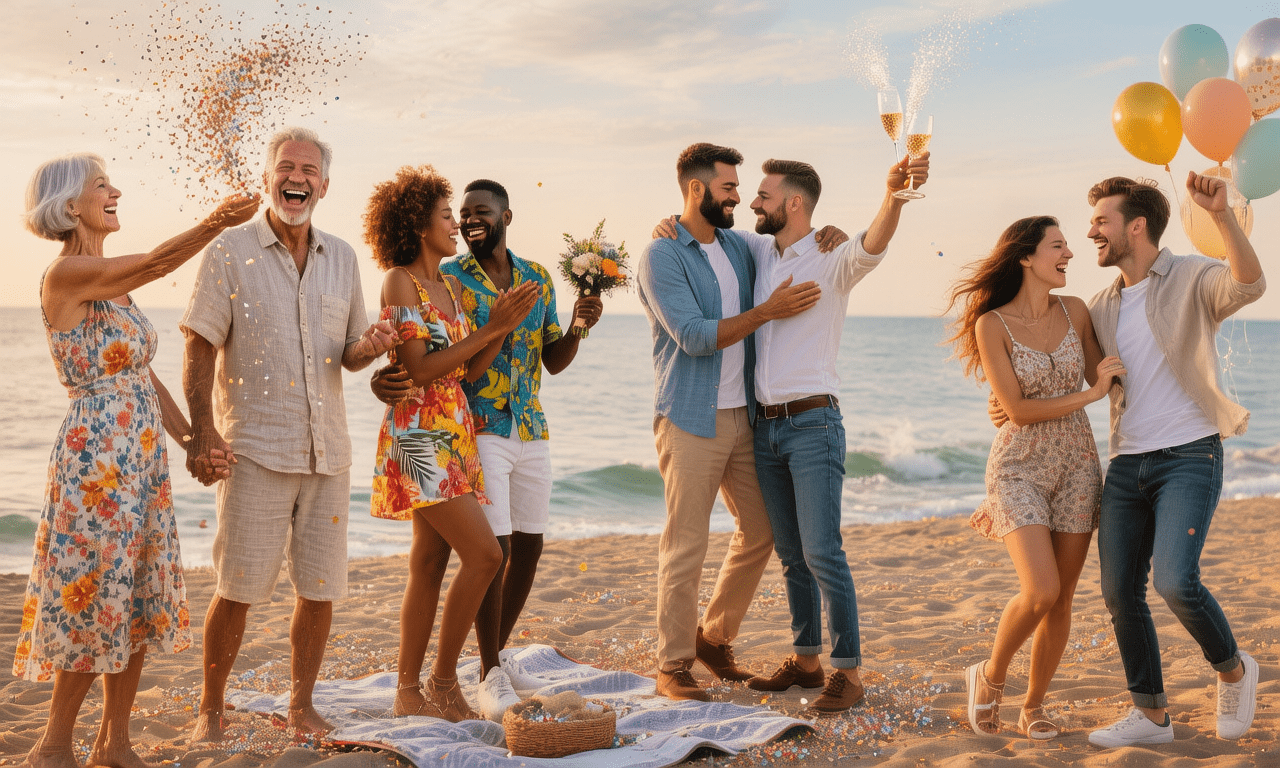 Neurodiverse Couples on a Beach